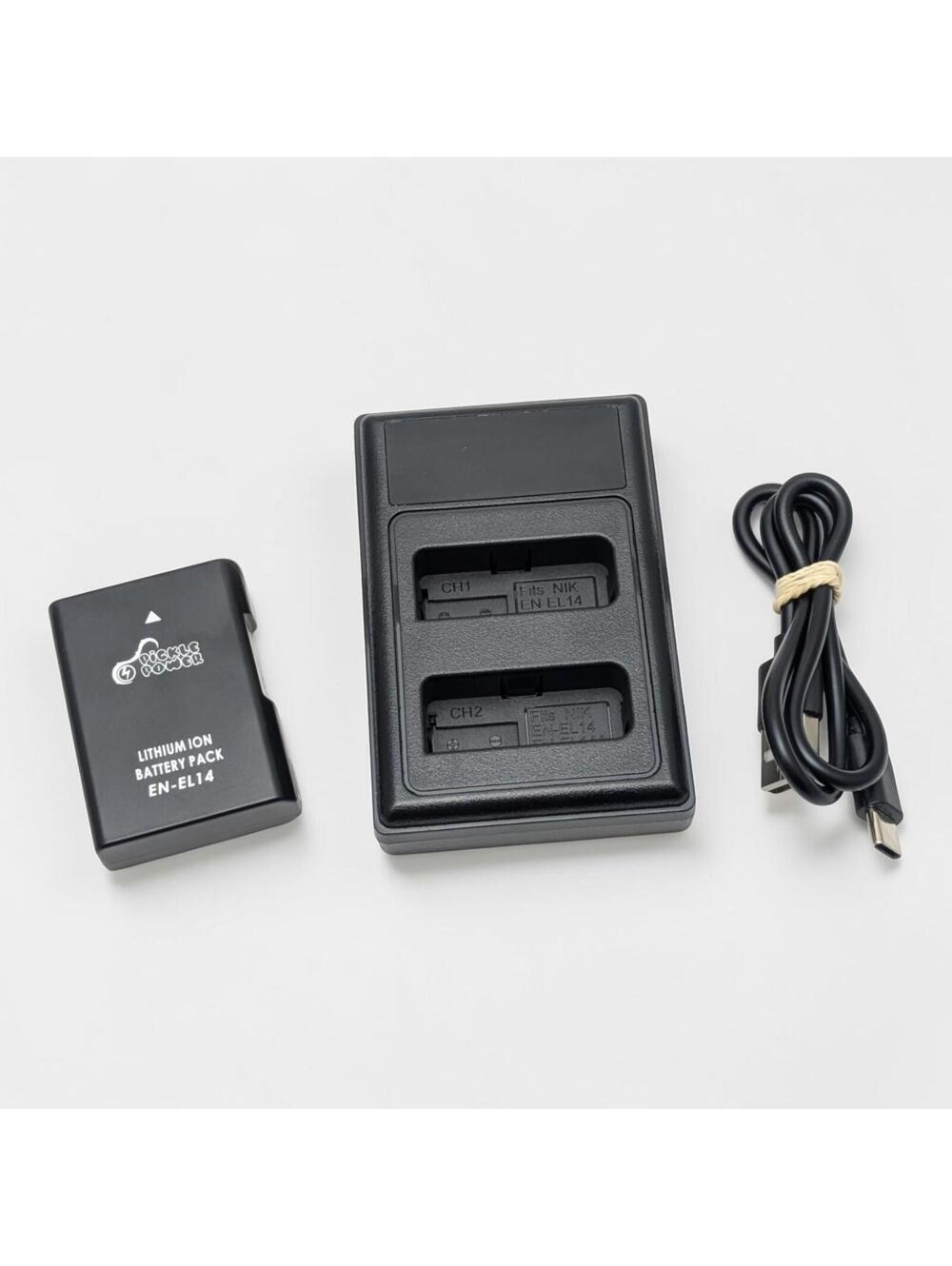 EN-EL14/A Battery & USB Dual Charger for Nikon D5200 D5100 D3200 D3100 Coolpix